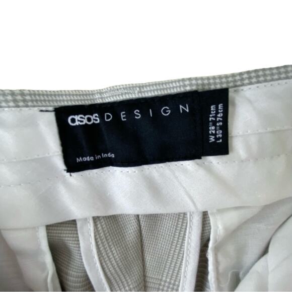 ASOS Gray Checkered Patterned Straight Cuffed Leg Trousers Size 28 - Picture 7 of 7